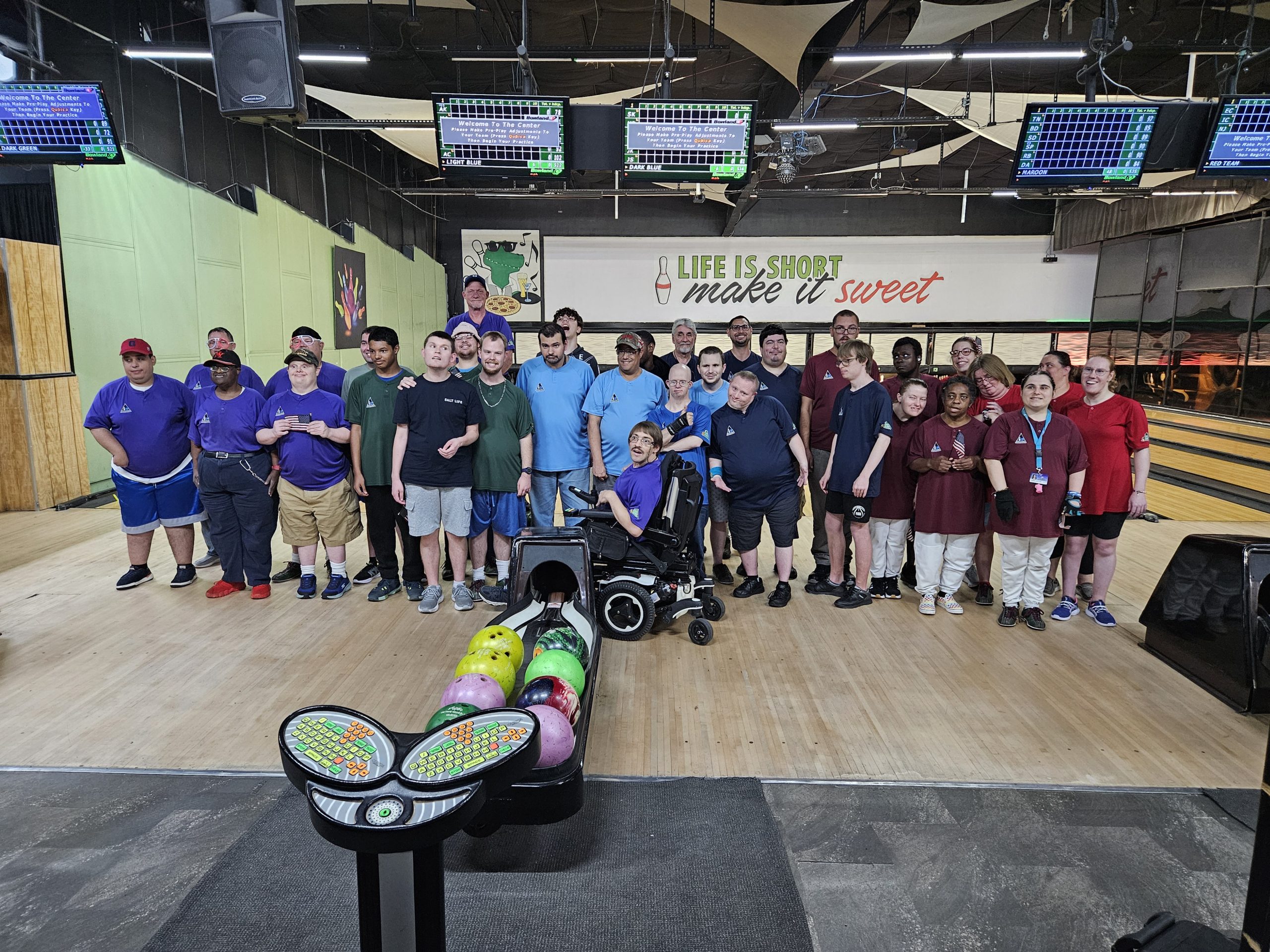 TCA athletes and coaches gathered at the bowling alley